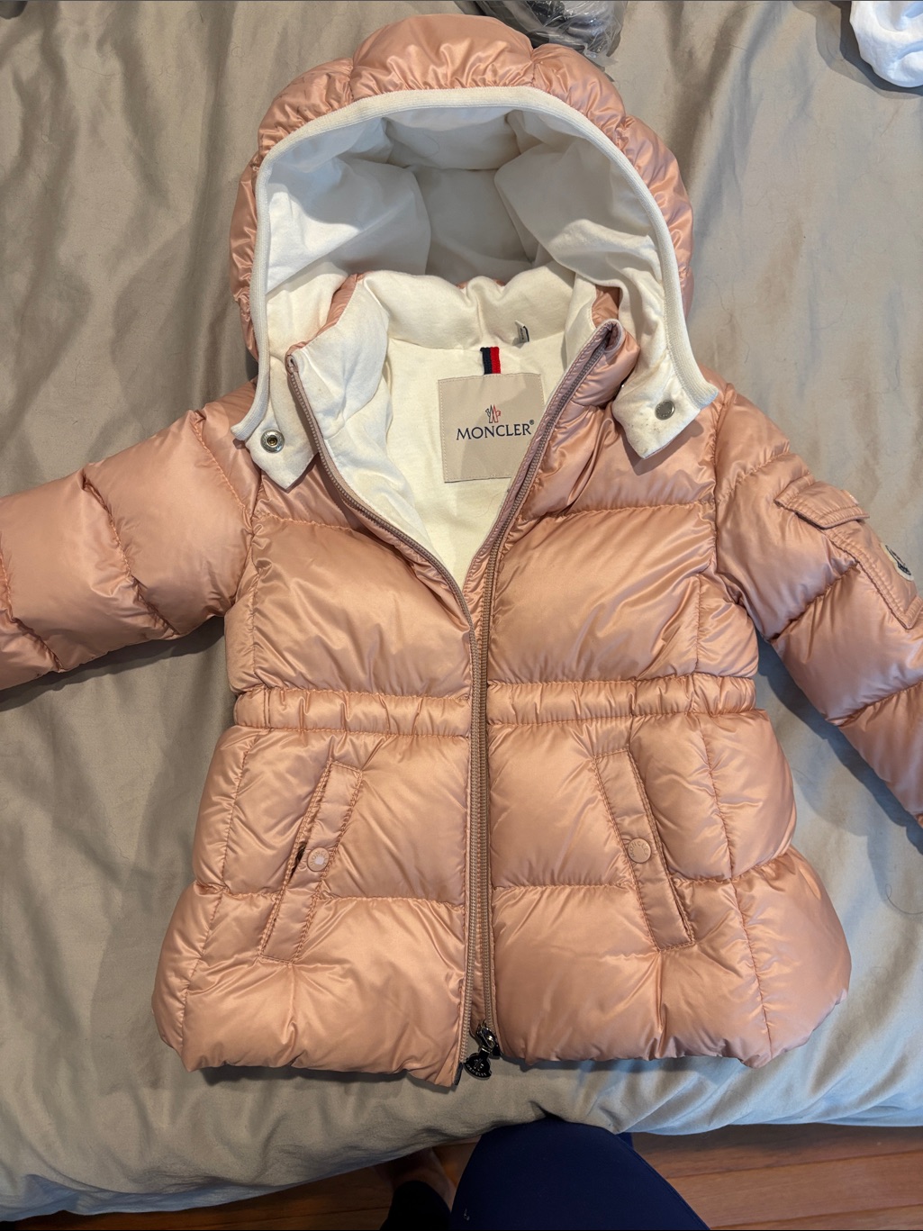 Moncler Blush Pink Quilted Hooded Puffer Jacket